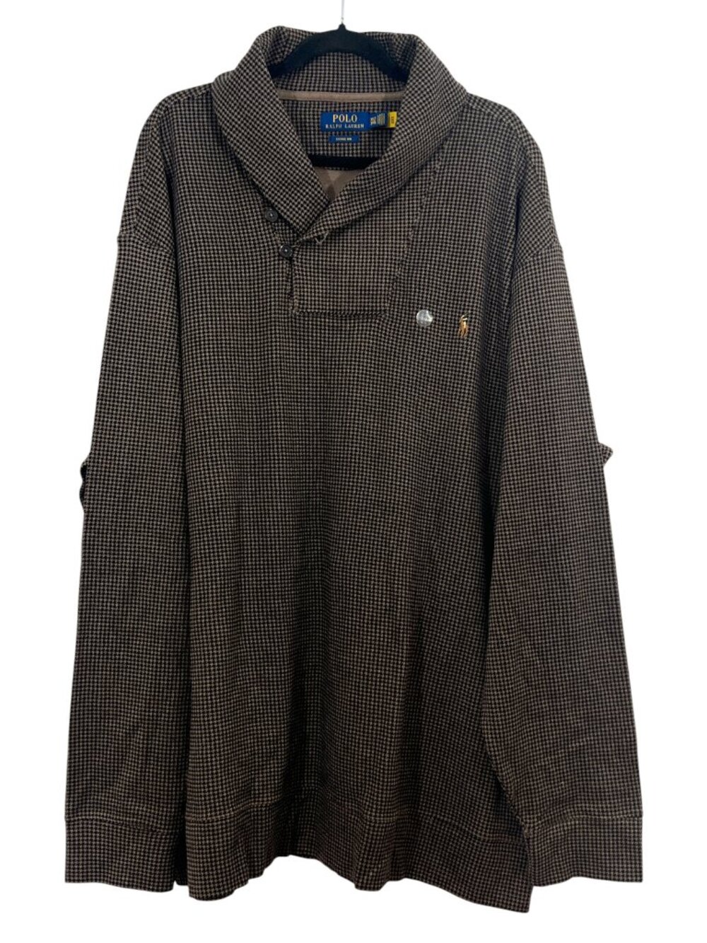 Ralph Lauren Estate Rib Shawl Collar Houndstooth Pullover 3XLT NWOT